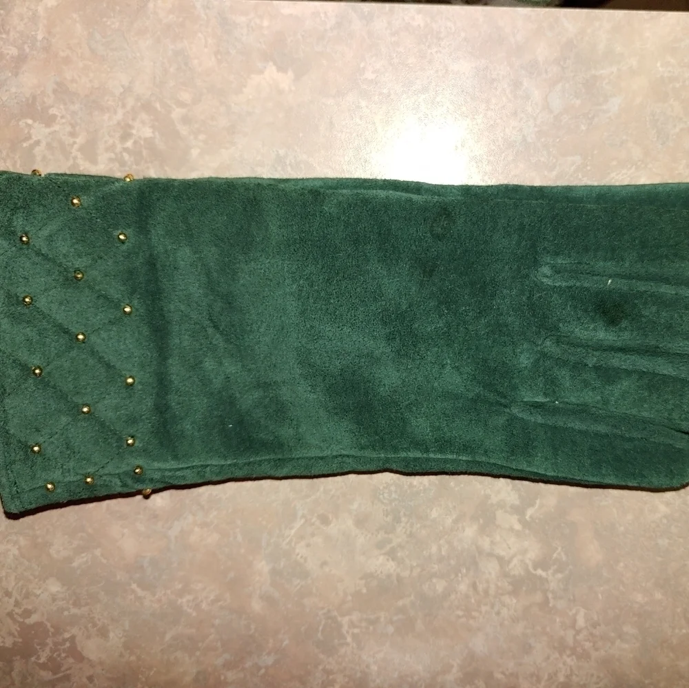 NEW GREEN GENUINE SUEDE GLOVES SIZE LARGE-XLARGE